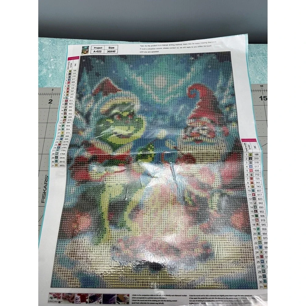 DIY‎ Diamond Painting Kit Grinch Santa Claus Fire Square Rhinestone Embroidery